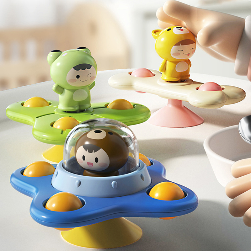 Suction Toys, Baby Toys Sensory Toys ALASOU 3PCS Suction Cup Spinner Toys For 1 Year Old Boy Girl|Spinning Top Baby Suction Cup Spinners For Babies
