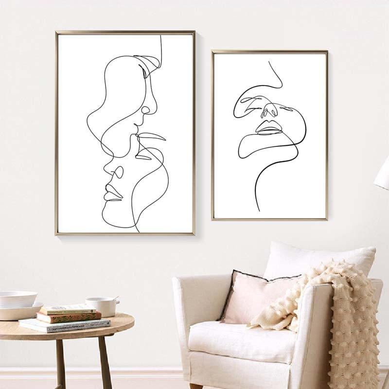 Abstract Women Face Line Art