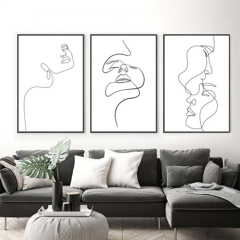 Abstract Women Face Line Art