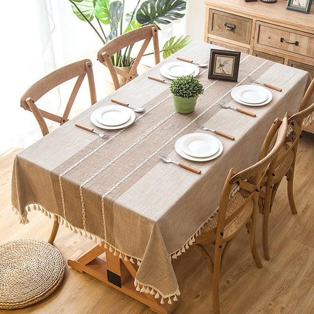 Plaid Tassel Tablecloth