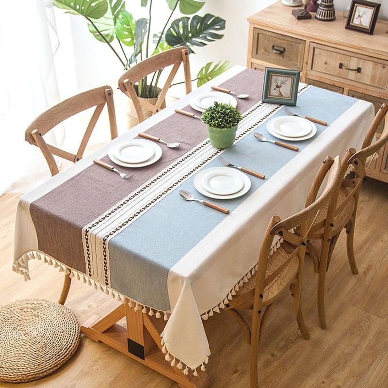 Plaid Tassel Tablecloth